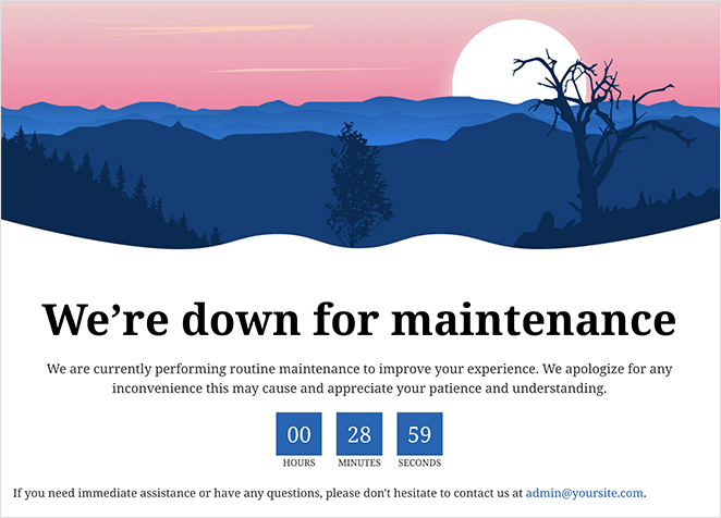 Maintenance mode page example