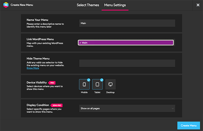menu-settings - SeedProd Menu settings