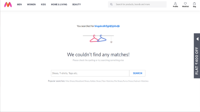 Myntra eCommerce 404 page