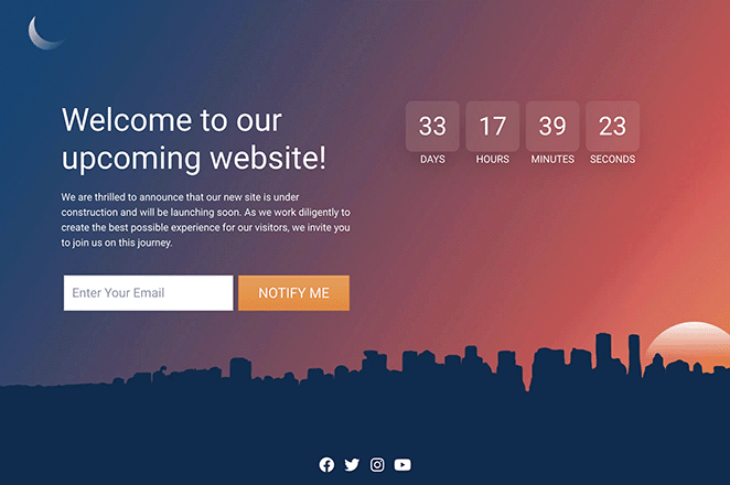 Prelaunch website welcome message examples