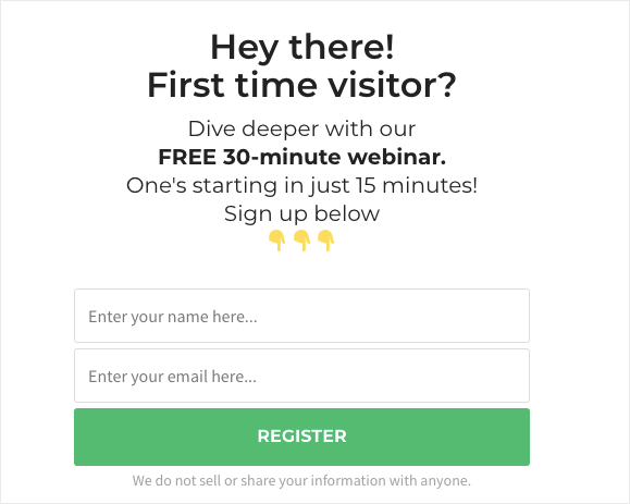 webinar website welcome message example