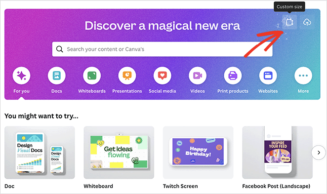 Canva custom canvas size