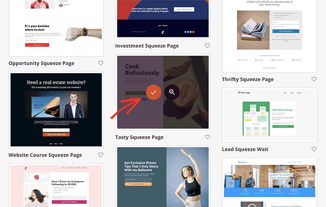 Choose a SeedProd landing page template