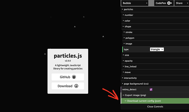 Download current particle.js configuration file json