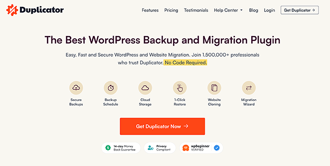 WordPress Duplicator backup plugin