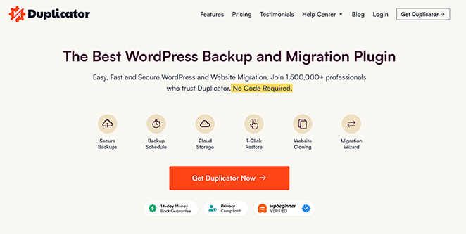 Duplicator plugin WordPress