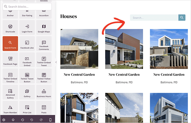 add a search box to property listings page