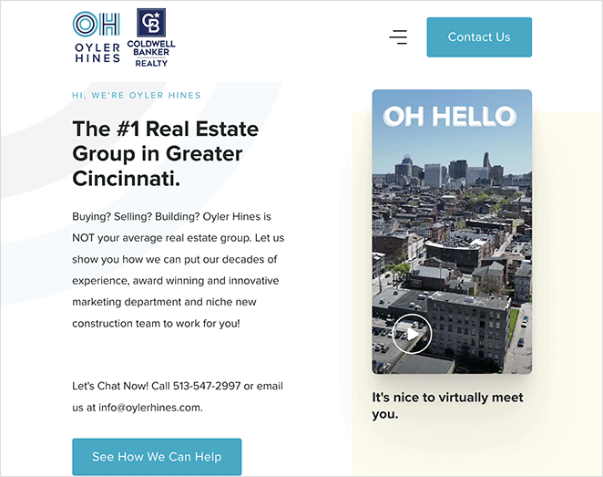 Real Estate website homepage example
