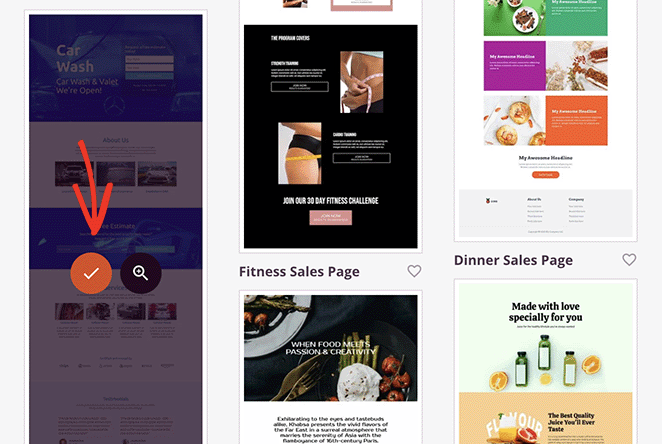 Choose a SeedProd landing page template