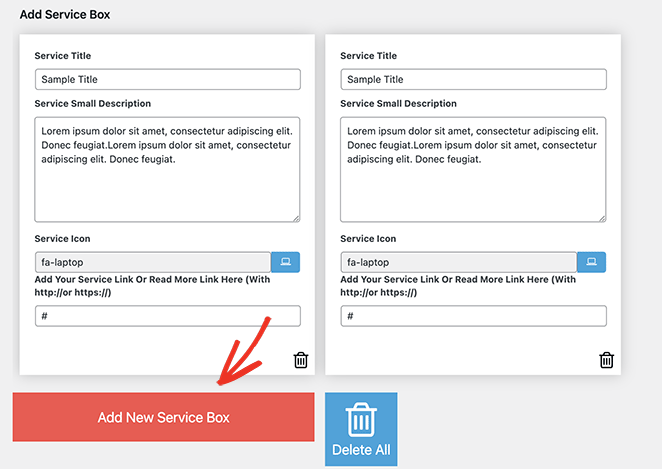 Ajouter d'autres boîtes de service à WordPress