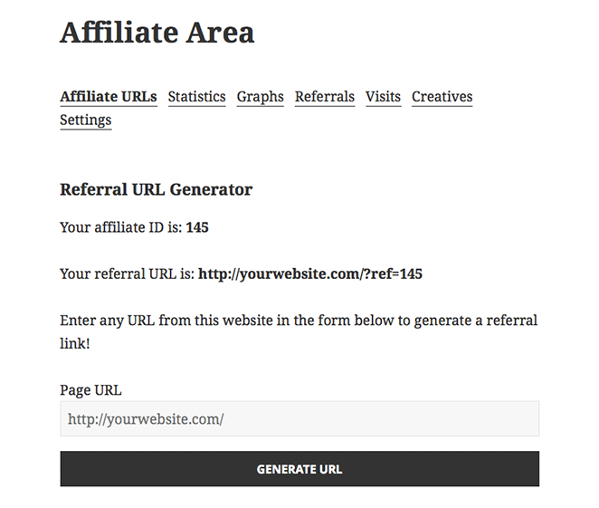 Affiliate area example