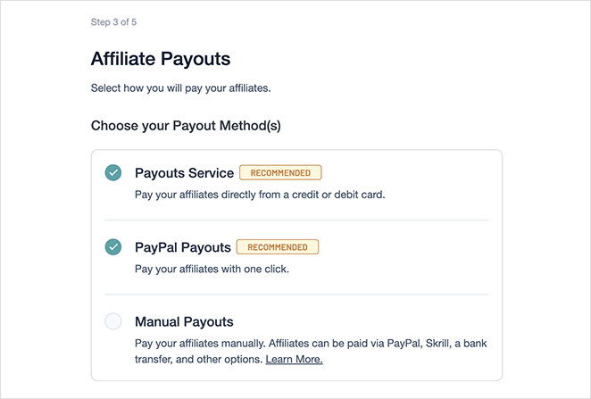 Configuration des paiements d'AffiliateWP