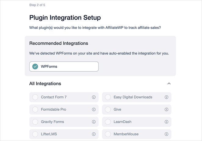 Configuration de l'intégration du plugin AffiliateWP