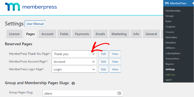 custom thank you page WordPress for membership site