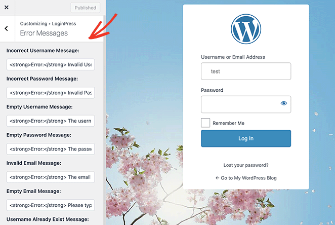 Customize WordPress login page error message