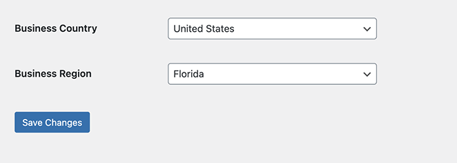 EDD business country and region settings