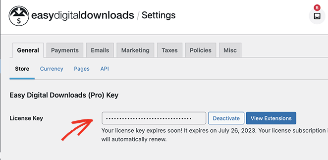 Easy Digital Downloads license key