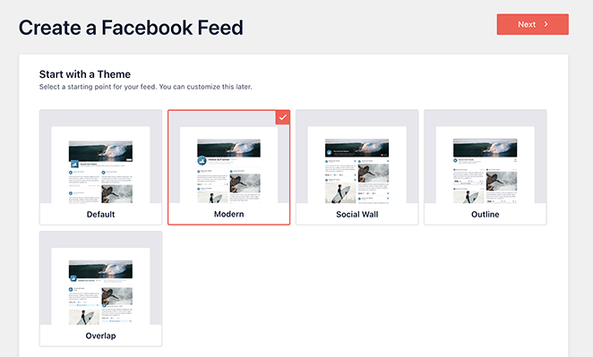 Choose a Facebook feed theme