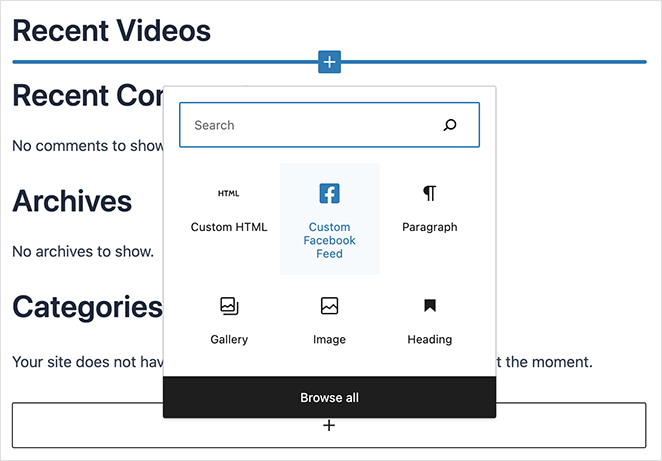 Facebook video feed widget