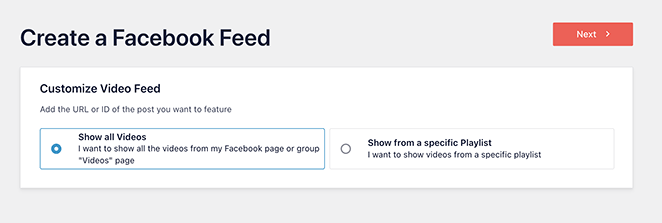 Facebook video feed type