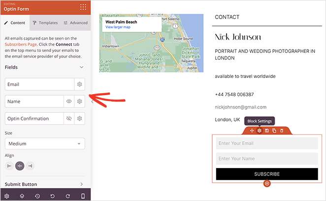 photography-website-opt-in-form - SeedProd SeedProd optin form to collect email addresses in WordPress