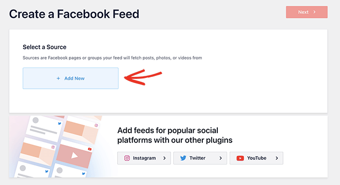 add new Facebook feed source
