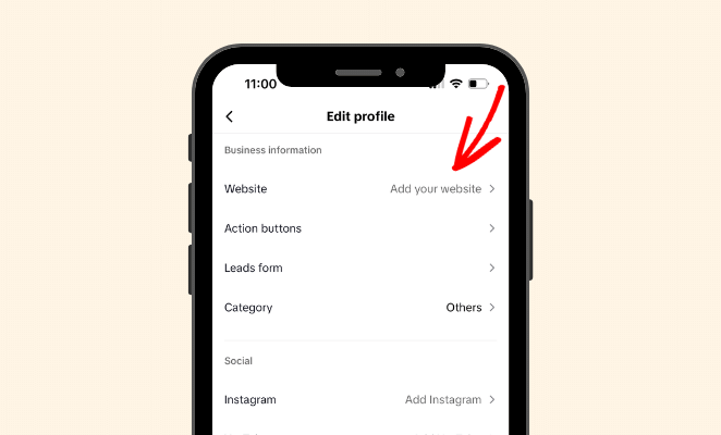 Add your website to TikTok bio
