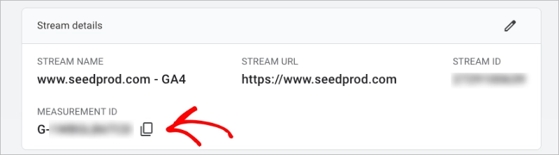 Copy your Google Measurement ID inside Google Analytics
