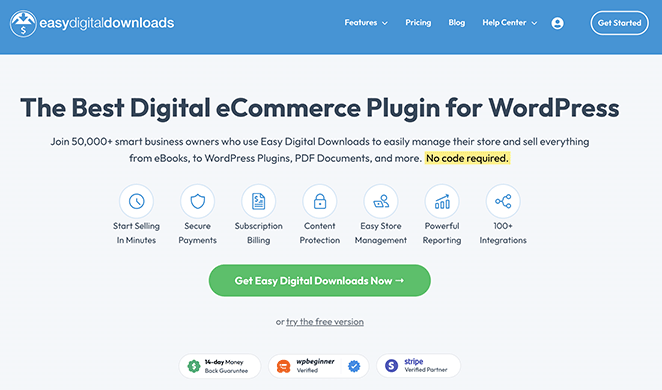 easy-digital-downloads - SeedProd Easy Digital Downloads best no code tools for selling digital products