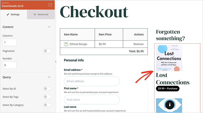 Custom EDD checkout page with Downloads Grid block