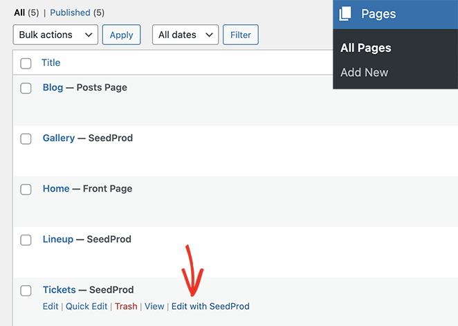 Edit a page with SeedProd