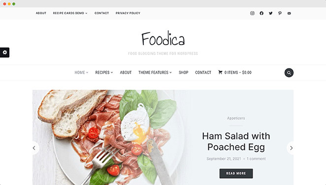 Foodica popular WordPress theme for food bloggers