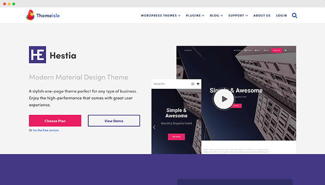 Hestia mordern WordPress theme