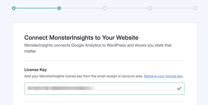 Enter MonsterInsights license key