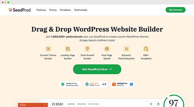 SeedProd Drag and Drop WordPress landing page plugin homepage