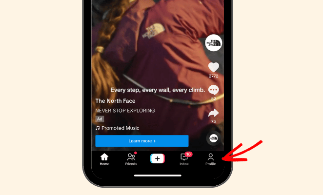 Tap your TikTok profile page