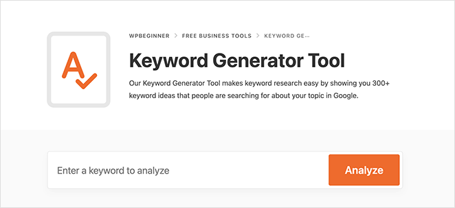 WPBeginner Keyword generator tool Best WordPress Blog Tool for Keyword Research