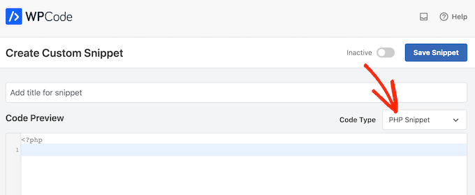 PHP Code Snippet type