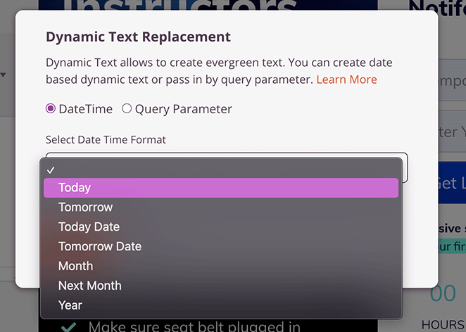 Date dynamic text replacement