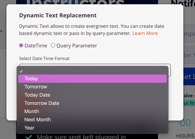 Remplacement dynamique du texte par la date