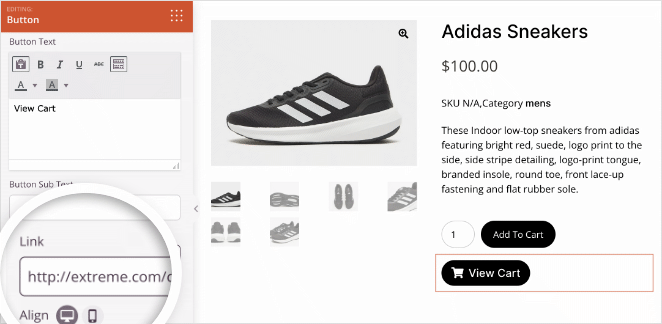 view-cart-button-link - SeedProd Button block link