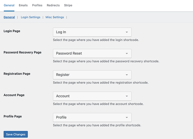 WP User Manager General settings