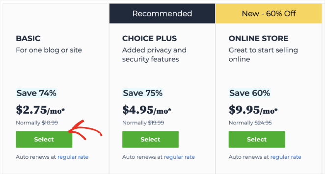 Bluehost Pricing options
