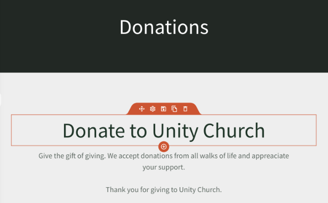 Church donation page content