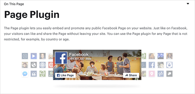 Facebook page plugin website