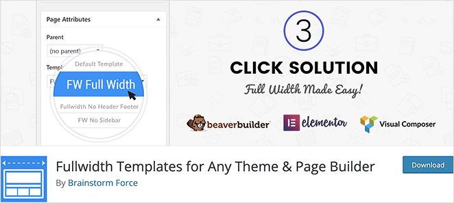 Plugin Fullwidth templates WordPress