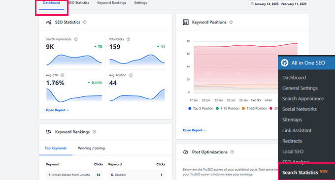 AIOSEO Search Statistics Addon