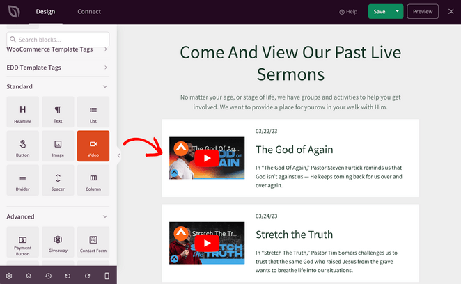 Add videos to the sermons page