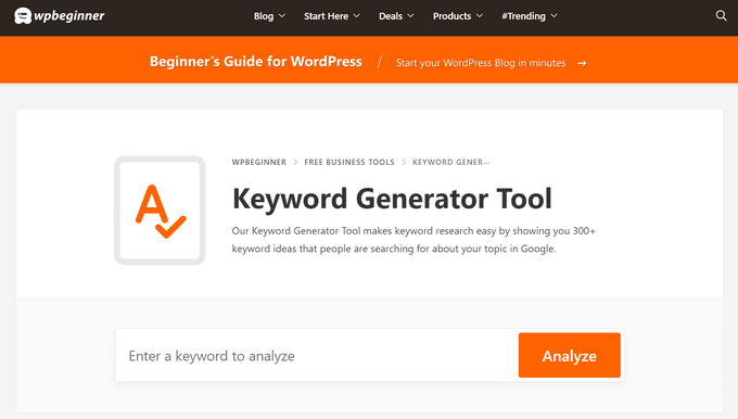 WPBeginner Keyword Generator