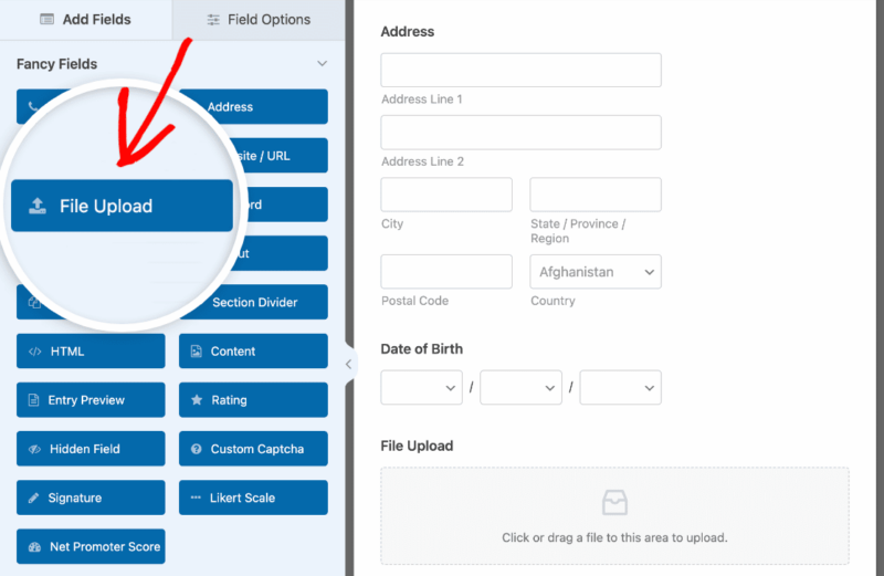 WPForms file upload form field